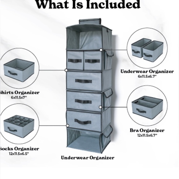 SMIRLY 6 Shelf Hanging Closet Organizer with Drawers - Picture 8 of 8